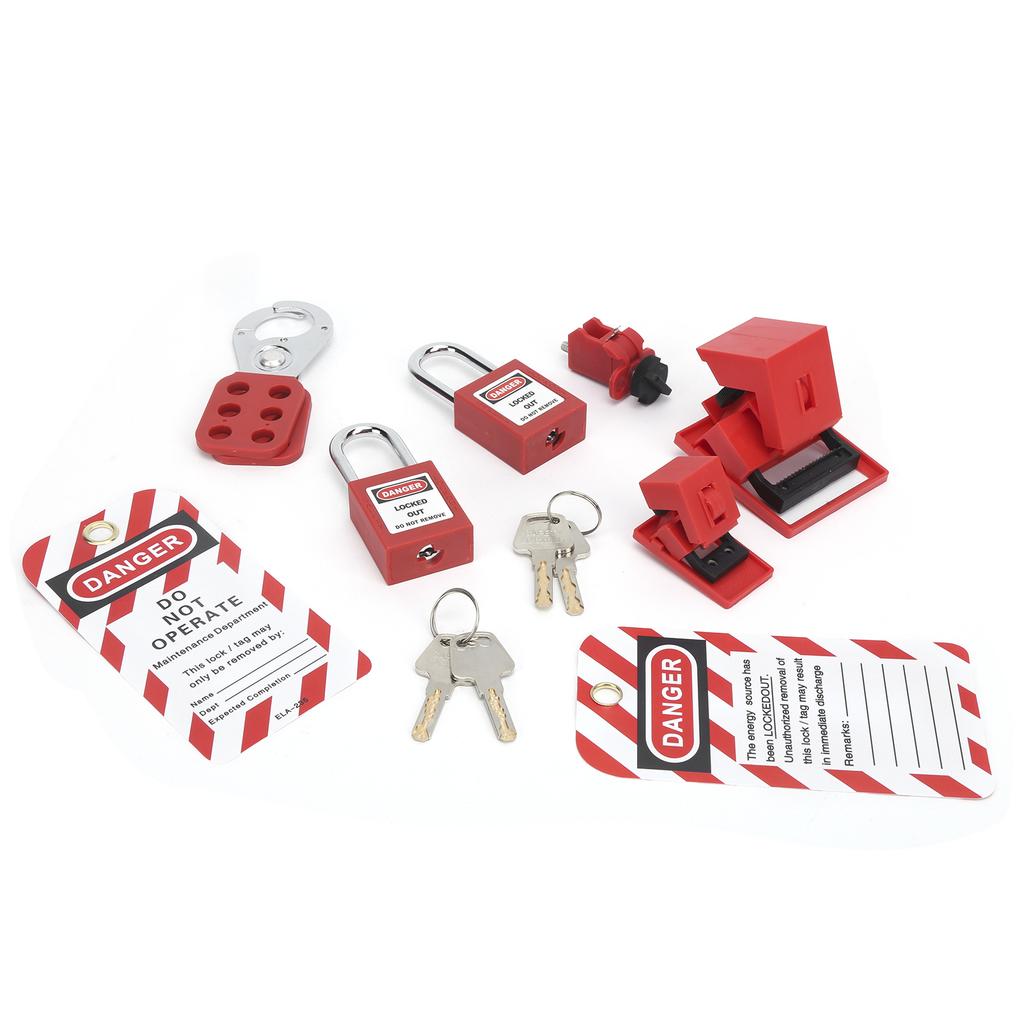 Safety Lockout Tagout Kit Lockset Fitting Tools Multifunctional Portable with Pocket Bag