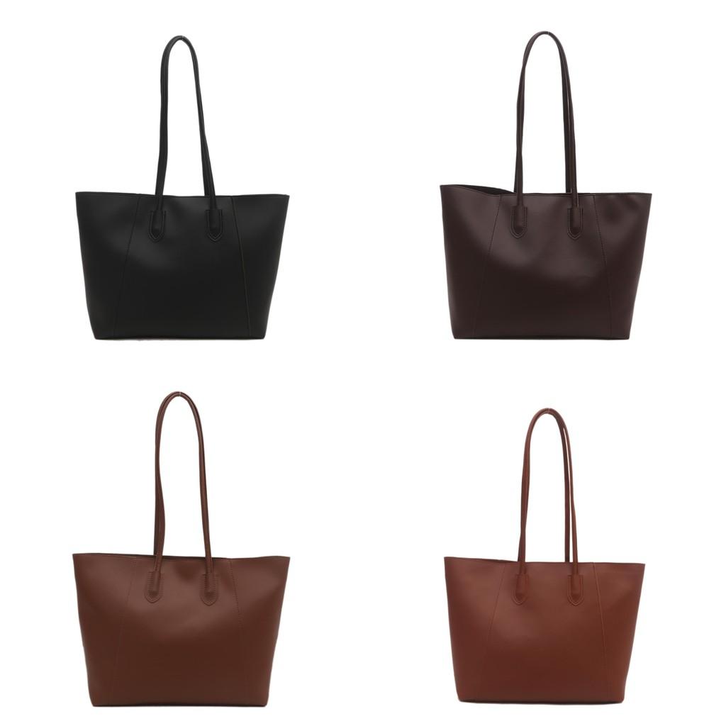 Stylish And Trendy Large Pu Tote Bag For Women In Black Coffee Yellow Brown And Red Colors