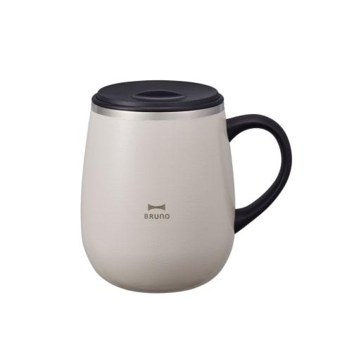 BRUNO Stainless Steel Mug with Lid, Insulates Hot and Cold Drinks, Double-Layered Vacuum Wall, Tall, 460ml, Ivory, BHK263
