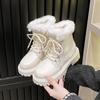 Мода Мода Женские ботильоны Зимняя обувь для женщин Искусственная кожа Платформа Противоскользящие Снежные ботинки Женские классические теплые короткие ботинки на шнуровке