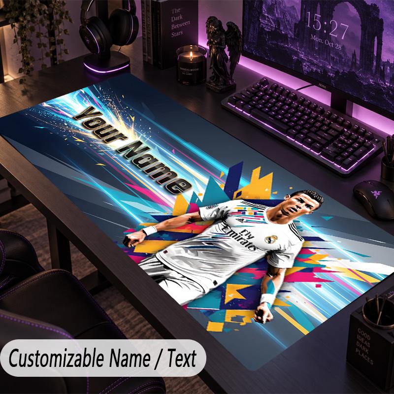 Large Mouse PadCristiano Ronaldo Custom Name Text Personalized Desk Mat Non Slip Gaming Pad