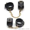 Liebe Seele SM Goods Collar and Handcuffs Black Set Genuine Leather High Quality Cosplay X Gold (black Hardware)