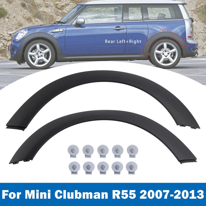 2Pcs Black Front Rear Wheel Arch Fender Flares For Mini Clubman R55 2007-2013 Car Wheel Eyebrow Protector Guard with Clips Trim Replacement Kit