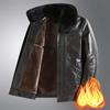 New Leather Jacket Men's Velvet Thickened Men's Fur Integrated Winter Lapel Warm Leather Jacket