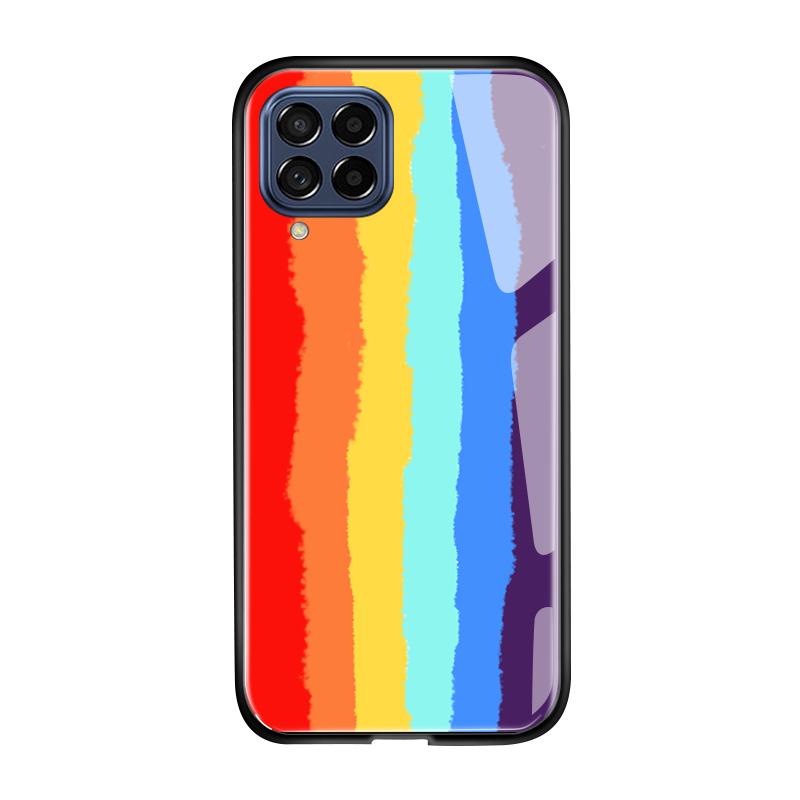 For Samsung A15 A35 A55 A73 S24 Xiaomi 13T 12T 11T Redmi Note 13 12 11 Pro 12S iPhone 16 Rainbow Smile Pattern Shockproof Tempered Glass Phone Case
