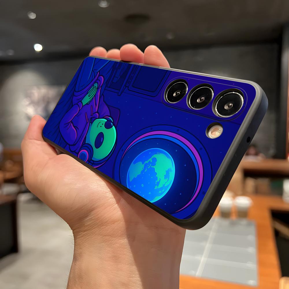 Забавный Космический НЛО Инопланетная Вещь Чехол Для Телефона Для Samsung A56 A36 A26 A16 A15 A25 A35 A55 A14 A34 A24 A54 Черный Мягкий Чехол