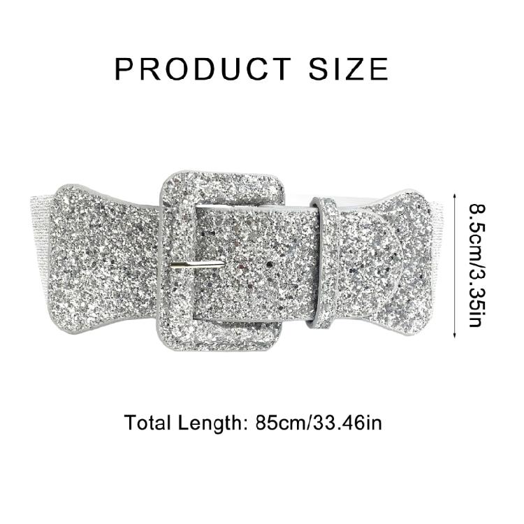 Сияющий пояс-корсет для женщин, эластичный широкий пояс с пайетками, универсальный пояс из ПУ-кожи, блестящий пояс для вечерних платьев