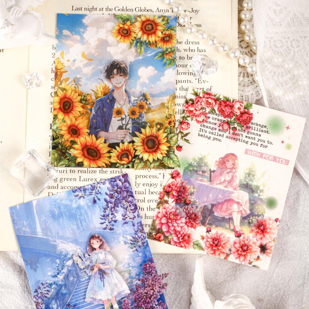 20pcs light retro PET flower corner stickers art collage Junk Journal decoration scrapbook diary album school stationery