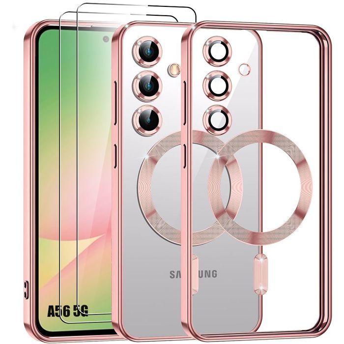 Защитный чехол - BOOLING - для Samsung Galaxy A56 5G - Розовый - Защита камеры - с 2 Закаленными стеклами