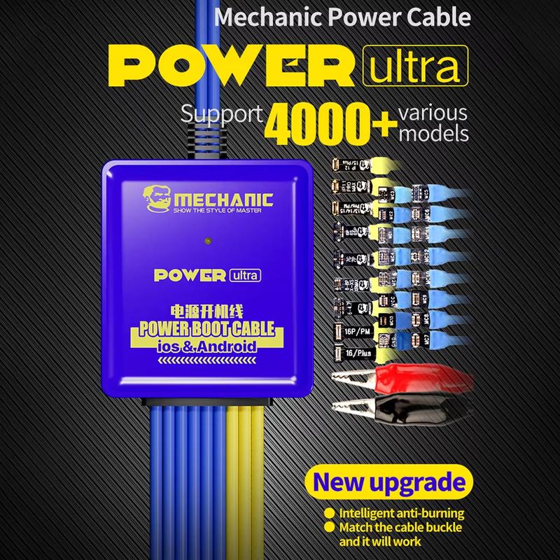 MECHANIC POWER Ультрамощный пусковой кабель для iPhone 6-17 Pro Max, Android, Samsung, Huawei, Xiaomi, Шнур для ремонта и тестирования питания телефона