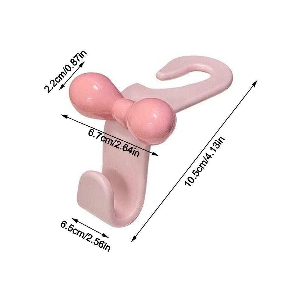 2Pcs Cartoon Dopamine Pink Bow Car Hook Plastic Multifunctional Car Seat Hanger Hooks Home Storage Hook Car