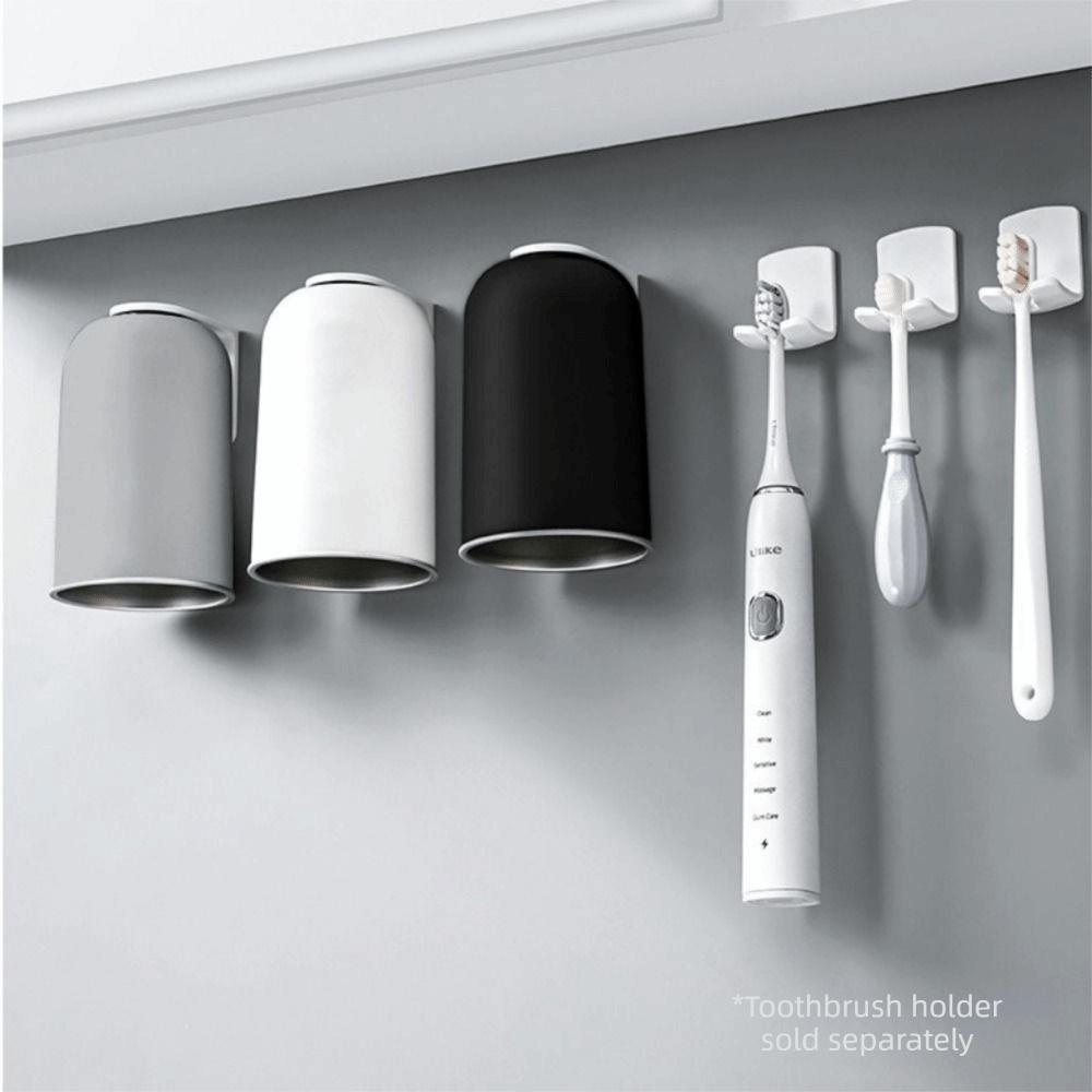 Multifunctional Magnetic Toothbrush Cup Durable Stainless Steel Washing Cup Practical Family Couple Bathroom Daily Water Cup