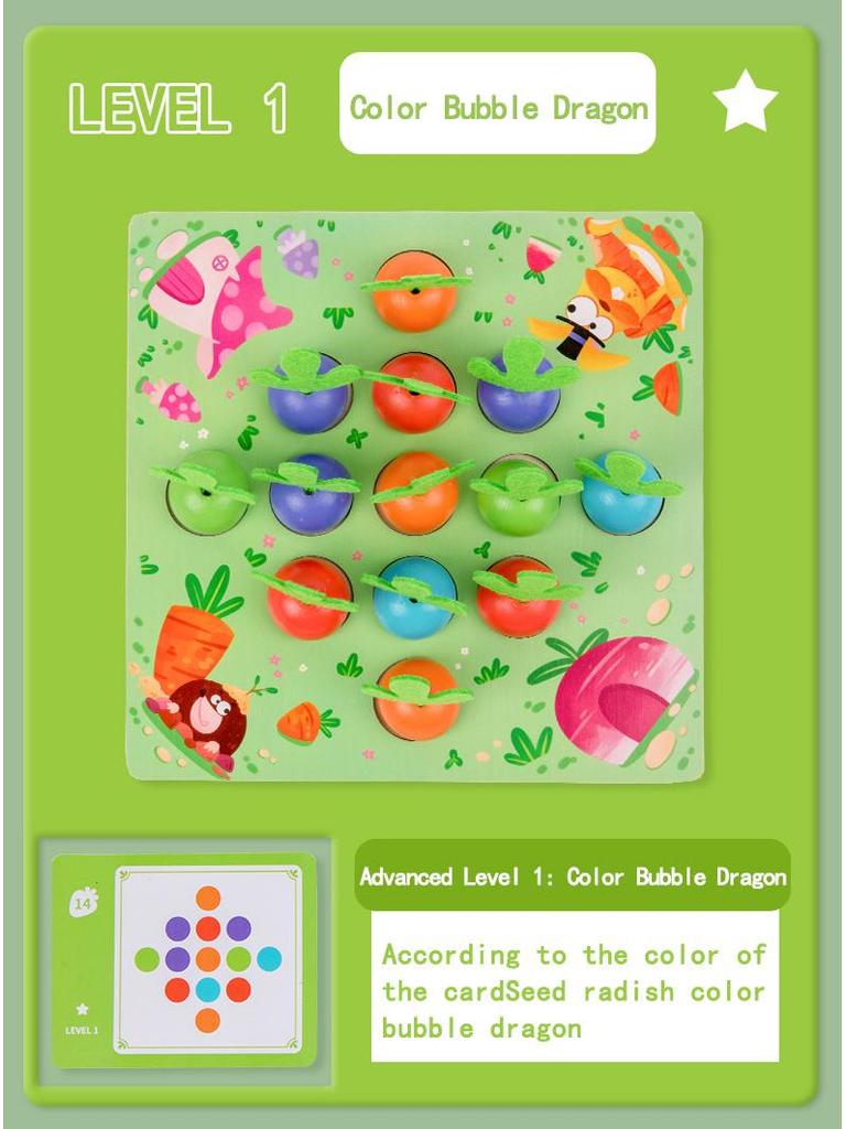 Wooden Bubble Dragon Logic and Memory Training Board for Kids