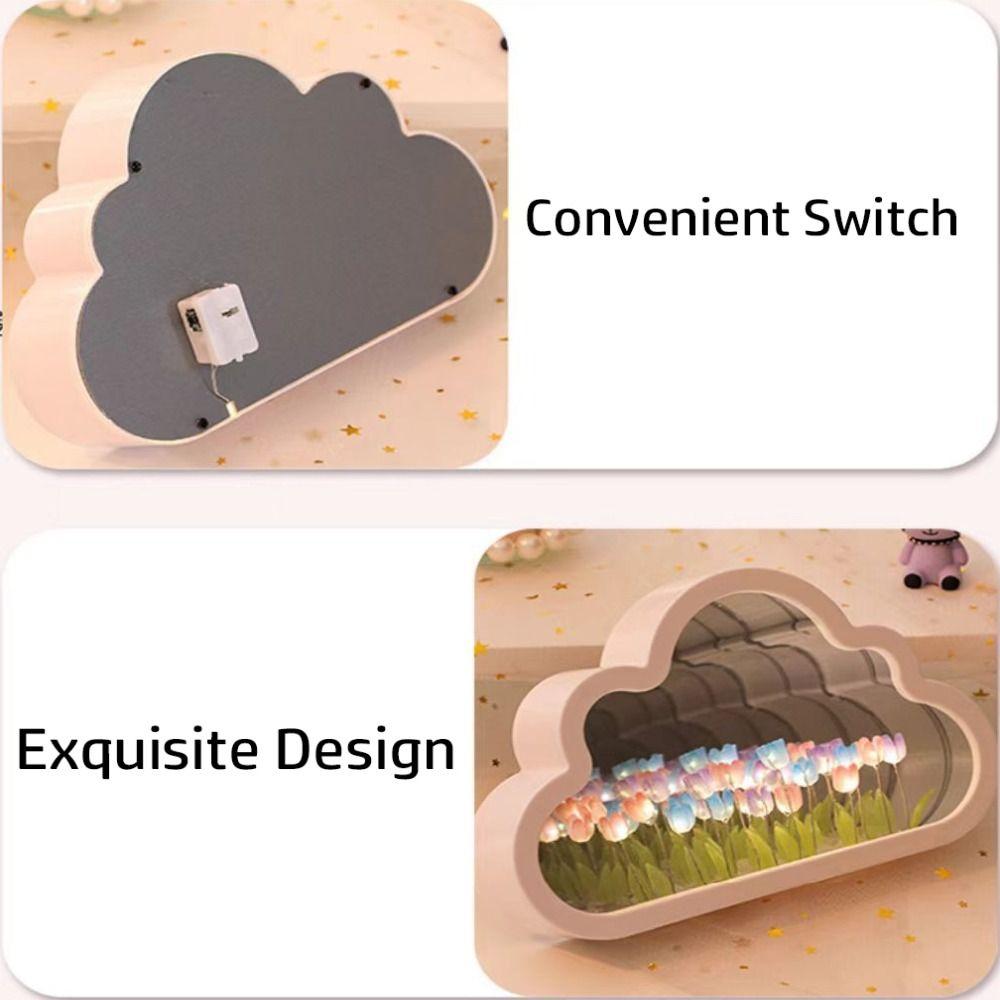 Cloud Shape LED Decorative Nights Lamp Handmade DIY Mirror Light Tulip Night Light Birthday Gifts