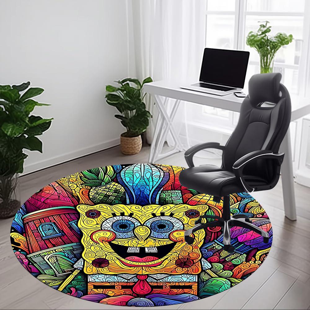 1pc Artwork Office Round Area Rug, Indoor Mat Suitable For Office, Bedroom Living Room Home Decor, Room Deco, Offic a0928126