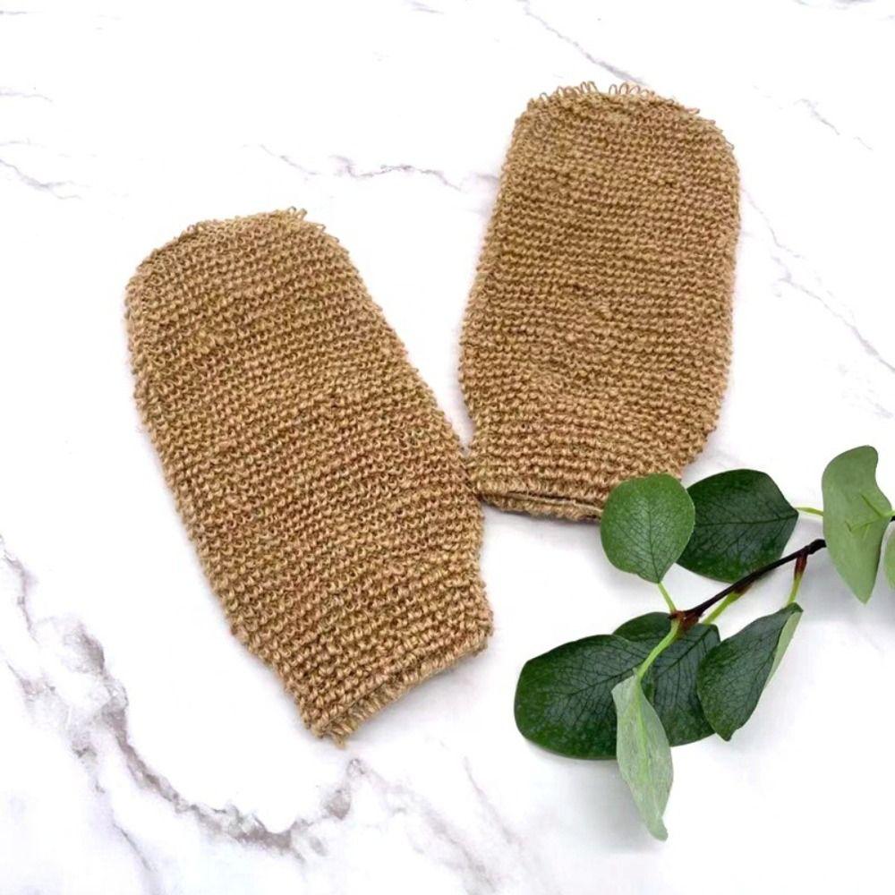 Natural Jute Exfoliating Gloves Deep Cleanse Bath Towel Bath Massage Gloves  Spa Treatment