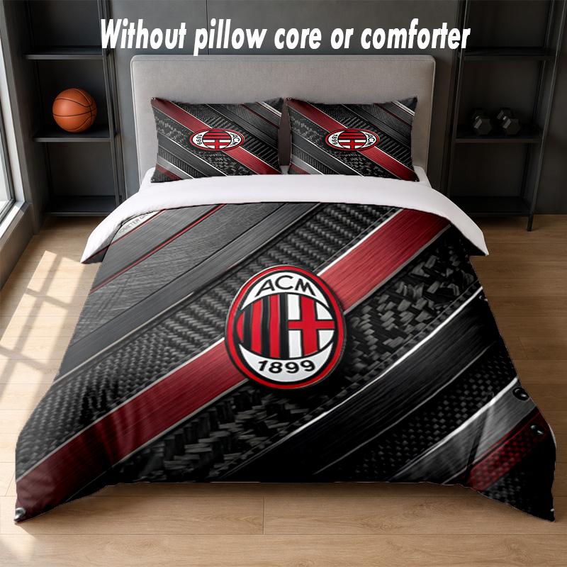 AC Milan Design Bed Bedding Set 1 Duvet Cover + 2 Pillowcases Soft Breathable Household Bed Linens