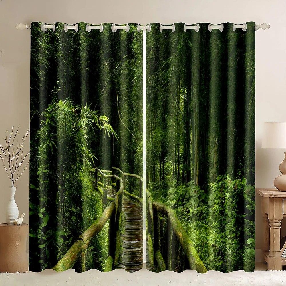 3D печать лес дерево пейзаж тонкие оконные шторы джунгли дикая природа ботанический принт узор для гостиной спальни