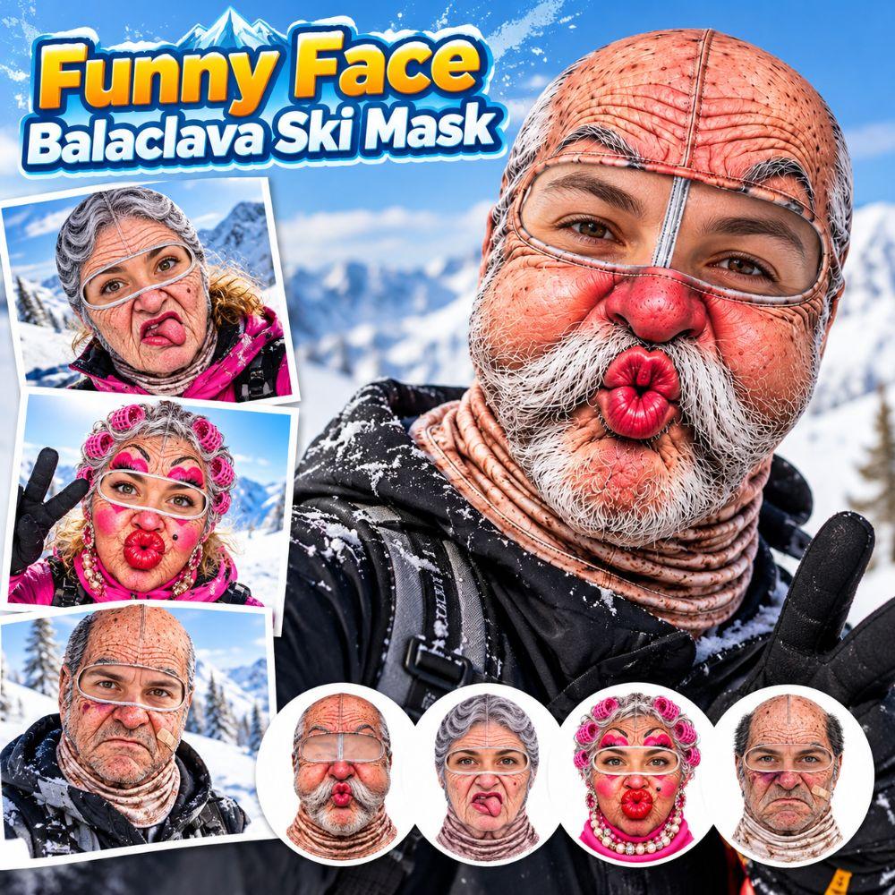 3D Face Printed Old Man Balaclava Face Mask White Mustache Ski Mask Hood Novelty Headwear For Men