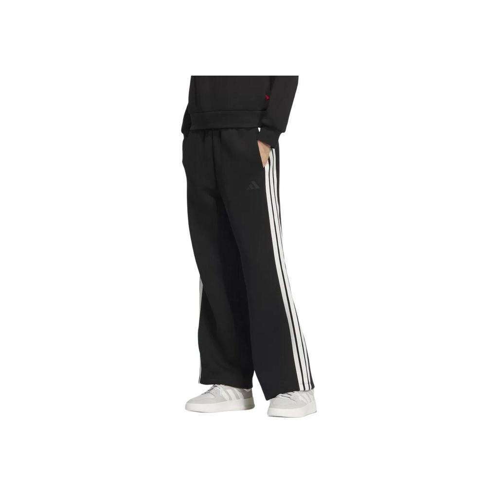 Adidas AW24 Sports Lifestyle Series Striped Comfortable Skin-Friendly Knitted Sports Pants Women Pants Black JZ1642
