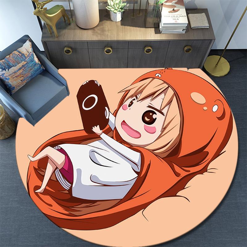 Himouto! Umaru‑chan2 Round Area Rug,Carpet Rug for Living Room Bedroom Sofa Playroom Decor,Non-slip Floor Mat