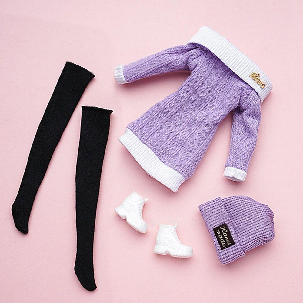 1 Set 30cm DIY Kids Gift Toy Winter Wear Sweaters Dolls Pants Casual Wear Hats Girl Clothes