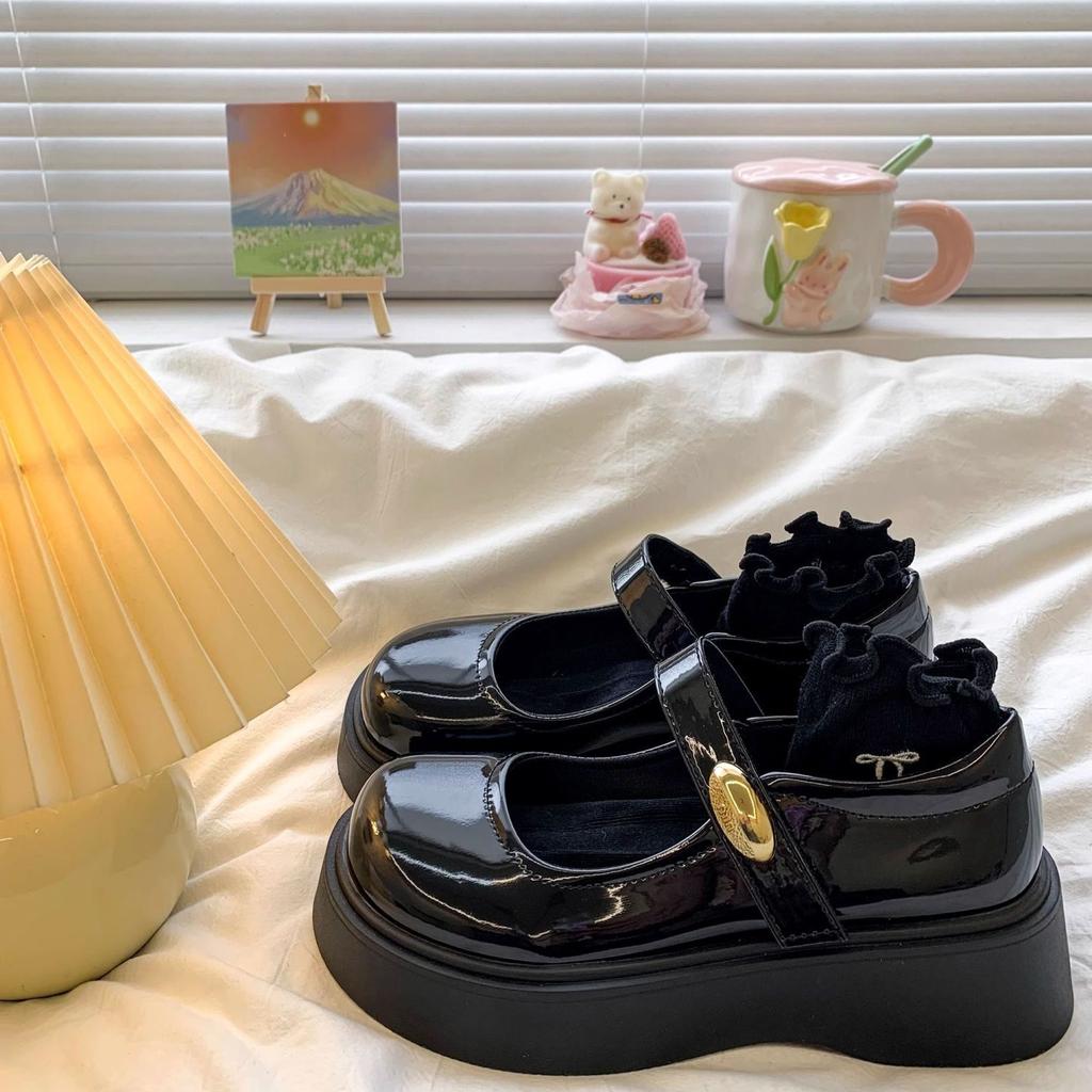 Британский стиль милые туфли Мэри Джейн 2025 новая весна круглый носок черные японские туфли на платформе маленькие кожаные туфли женские универсальные одинарные туфли