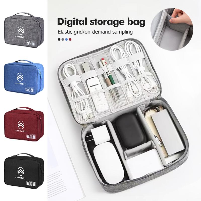 OCDK9 Car Data Cable Storage Case USB Hard Drive Protection Bag For Citroen C4 C3 C5 C1 C2 C6 VTS C4L DS3 DS4 DS5 Grand Berlingo