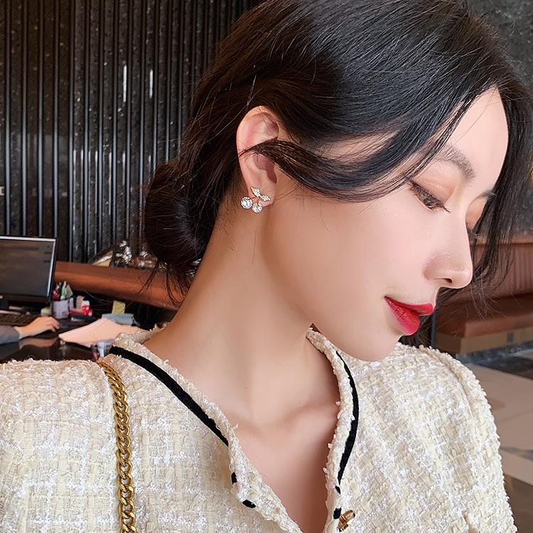 New Design Petite Cherry Delicate Stud Earrings For Women Lovely Cute Zircon Rhinestone Bow Bowknot Earring Usual Jewelry Gifts