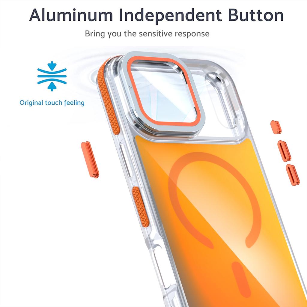 For iPhone 17 Pro Magnetic Case TPU Acrylic Phone Back Cover with Lens Film and Kickstand