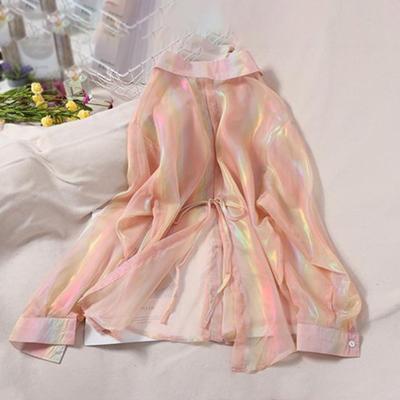 Рубашка с защитой от солнца, женская однотонная повседневная блузка с галстуком-бабочкой, легкая дышащая куртка-кардиган, универсальная