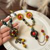 Ceramic Pendant Necklace for Women, Retro Ethnic Style Personalized Versatile Sweater Chain