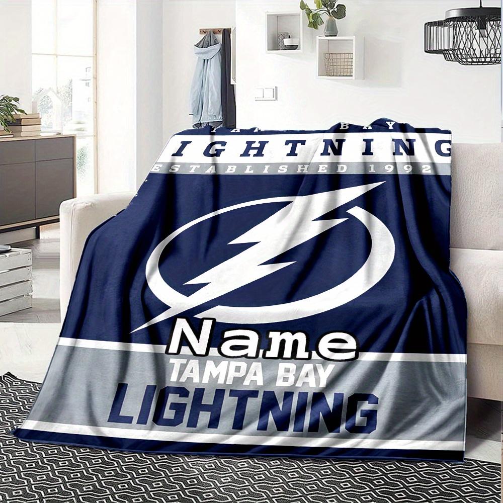 Tampa Bay Lightning Logo Four Seasons Blanket Customized With Your Name Lightweight And Warm Perfect Gift For Home Office Camping Sofa Travel Beach