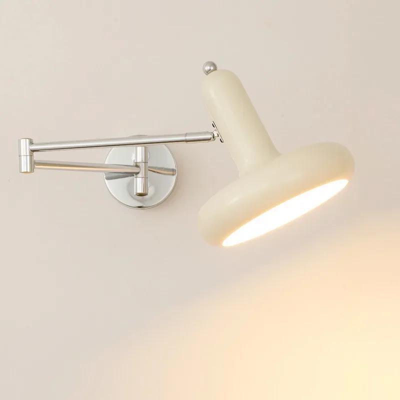 Средневековый светодиодный настенный светильник кремового цвета, выдвижное освещение в стиле «ветер» для спальни, прикроватных тумбочек, кабинета, гостиной, прихожей, внутренние светильники