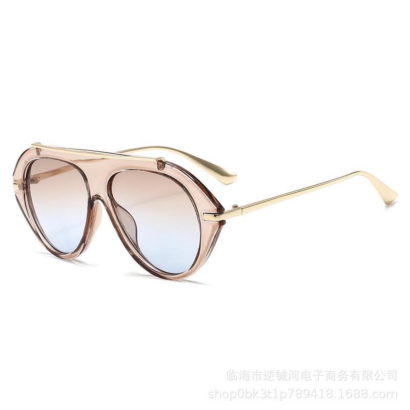 European and American retro new large-frame toad sunglasses women's high-end fashion sunshade pilot sunglasses