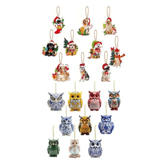 10 шт. Подвесное украшение в китайском стиле в виде совы, Фермерский дом, Рустик, Ручная работа, Деревянное украшение сова, Елка, 2D
