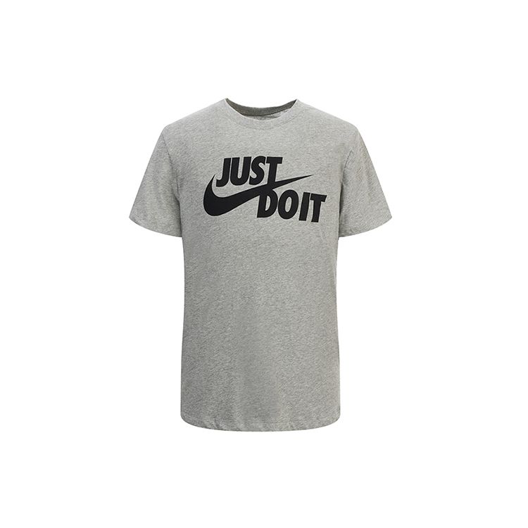 Nike Повседневная спортивная футболка с коротким рукавом и галочкой — мужские топы Just Do It серого цвета AR5006-063