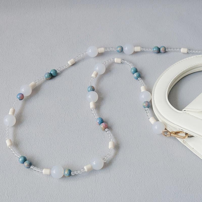 Новая модная женская сумка, аксессуар, съемные янтарные цепочки из бисера, синий акриловый роскошный ремешок, женская сумка, цепочка с ручкой на плечо