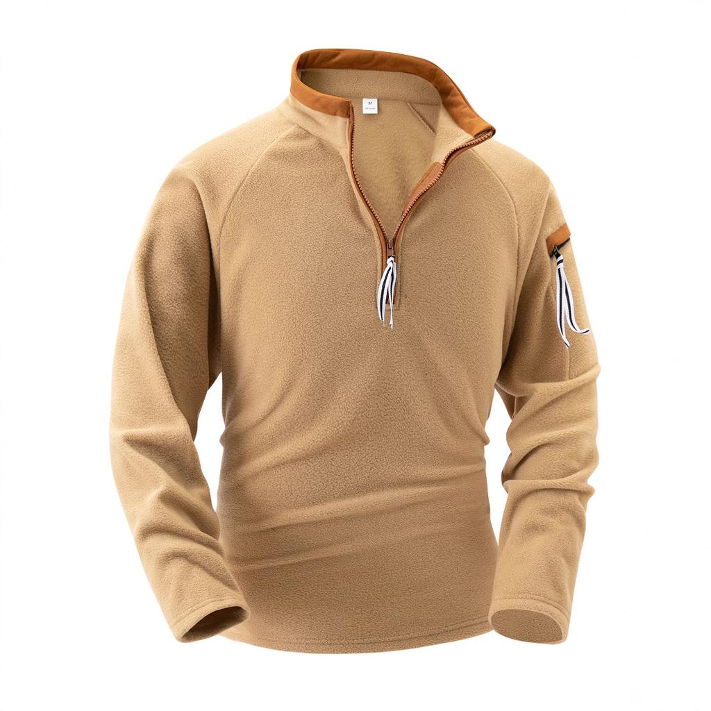 Men's New Arrival Stand Collar Half Zip Long Sleeve Tactical Arm Zipper Hoodie
