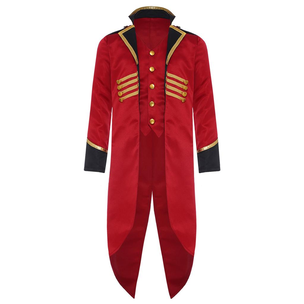 Kids Vintage Medieval Steampunk Tailcoat Long Sleeve Fake Two Piece Tuxedo Victorian Jacket for Dress Up Party Costume