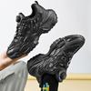 Fashion Men Rotary Buckle Shoes Black Sneakers Breathable Thick Sole Shoes Man Anti-slip Jogging Outdoor Chunky Sports White Shoes