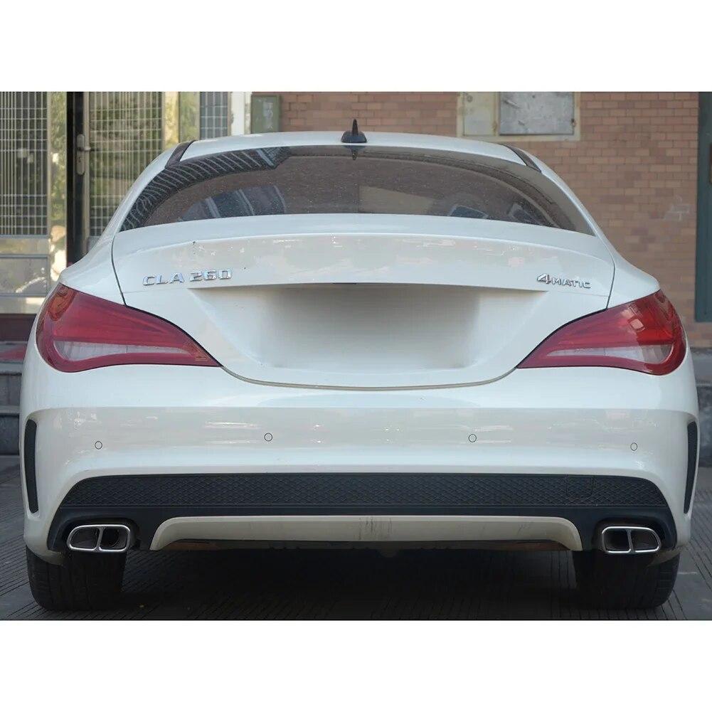 For Mercedes Benz W117 CLA 2013-2016 Titanium Black / Silver Car Tail Throat Exhaust Pipe Muffler Tip Cover Trims 2Pcs/Sets