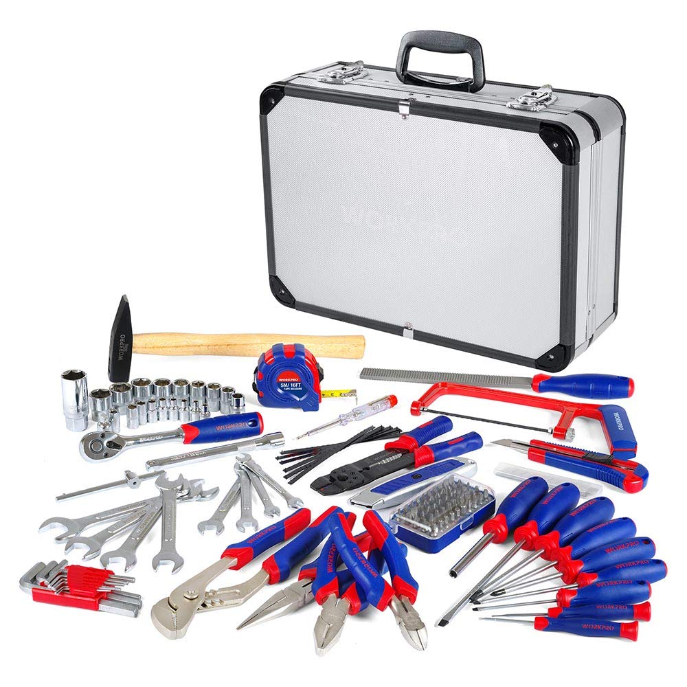 WORKPRO Home Tool Tool 119 Домашняя мебель Инструмент для обслуживания дома Алюминиевый кейс В комплекте Набор, Набор, Части, Сделай сам, Сделай сам, Сборка, Техническое обслуживание, Мотоцикл,