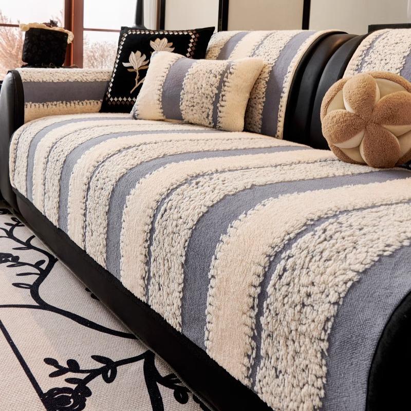 Нескользящая накидка на диван в скандинавском стиле, Зимняя утолщенная плюшевая накидка на диван, Защитное одеяло для дивана из овечьей шерсти, Домашний декор, Подушка для дивана