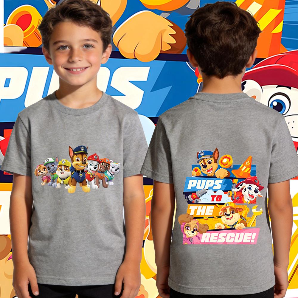 Boys PAW Patrol T Shirt Cotton Casual Short Sleeve Kids Graphic Tee Summer Fashion Top