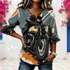 Womens Plus Size V Round Neck Mid Sleeve Front Button Stylish Casual Relaxed Fit Daily Ladies Top