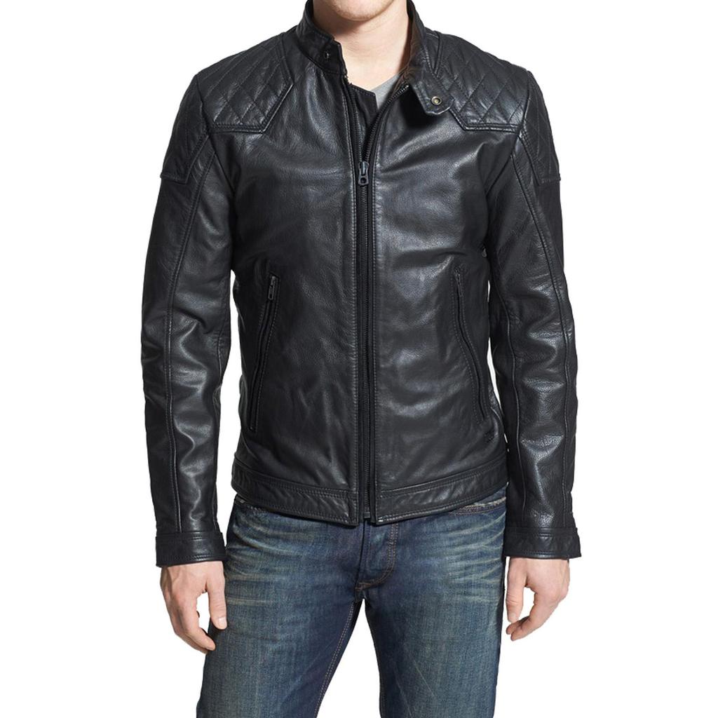 SKINOUTFIT Men's Genuine Lambskin Black Leather Jacket Stylish Motorcycle Bomber Biker Outerwear MJ 101