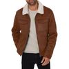 Mens Shearling  Coats Winter Faux Leather Suede Jackets Vintage  Lined Fleece Overcoats