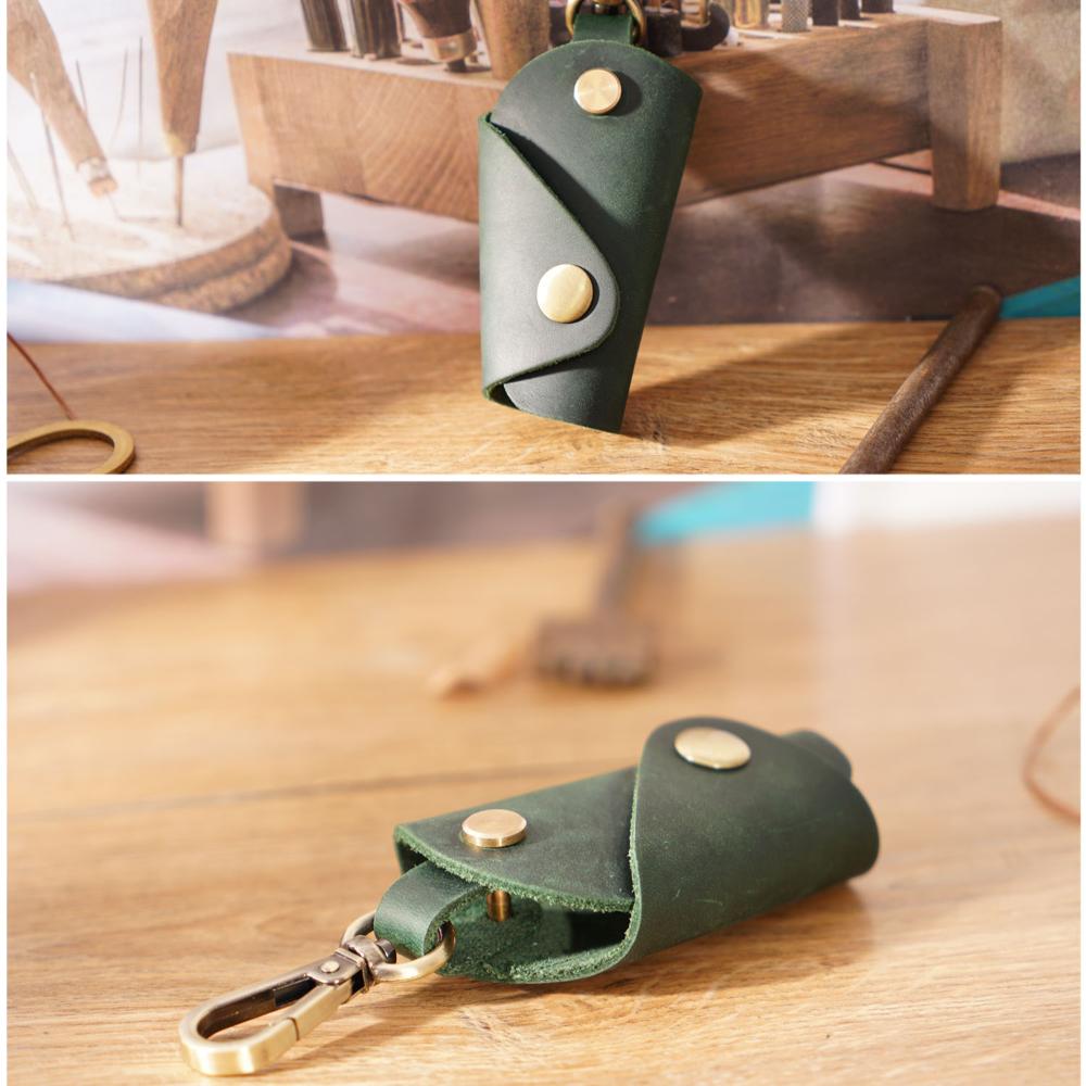 Cowhide Handmade Mini Key Case Mini Vintage Car Key Bag Fashion Cowhide Key Organizer  Men