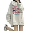 Women's Pure Cotton Hoodie - Thin Round Neck, Plus Velvet, Lazy Style, Loose Fit, Long Sleeve, Trendy for Spring, Autumn, Winter 2025 Collection